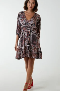 Wrap Front Kimono Sleeve Dress