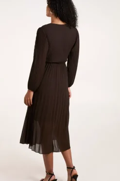 Wrap Front Pleated Maxi Dress