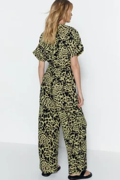 Wrap Front Tie Waist Relaxed Jumpsuit