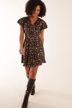 Wrap Mini Dress With Angel Sleeves