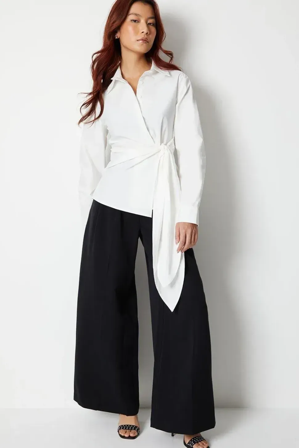 Wrap Over Tie Front Shirt