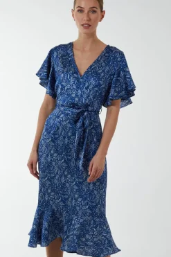 Wrap Ruffle Tiered Midi Dress