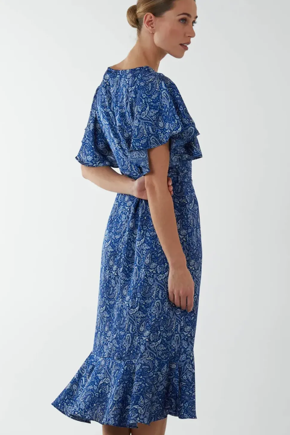 Wrap Ruffle Tiered Midi Dress