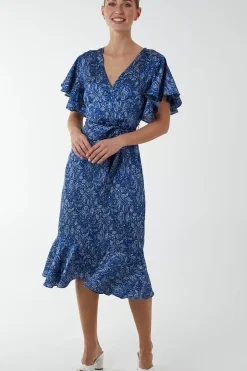 Wrap Ruffle Tiered Midi Dress