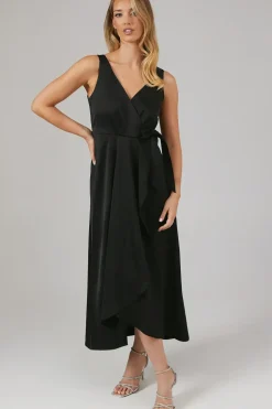 Wrap Top Satin Bridesmaids Midaxi Dress