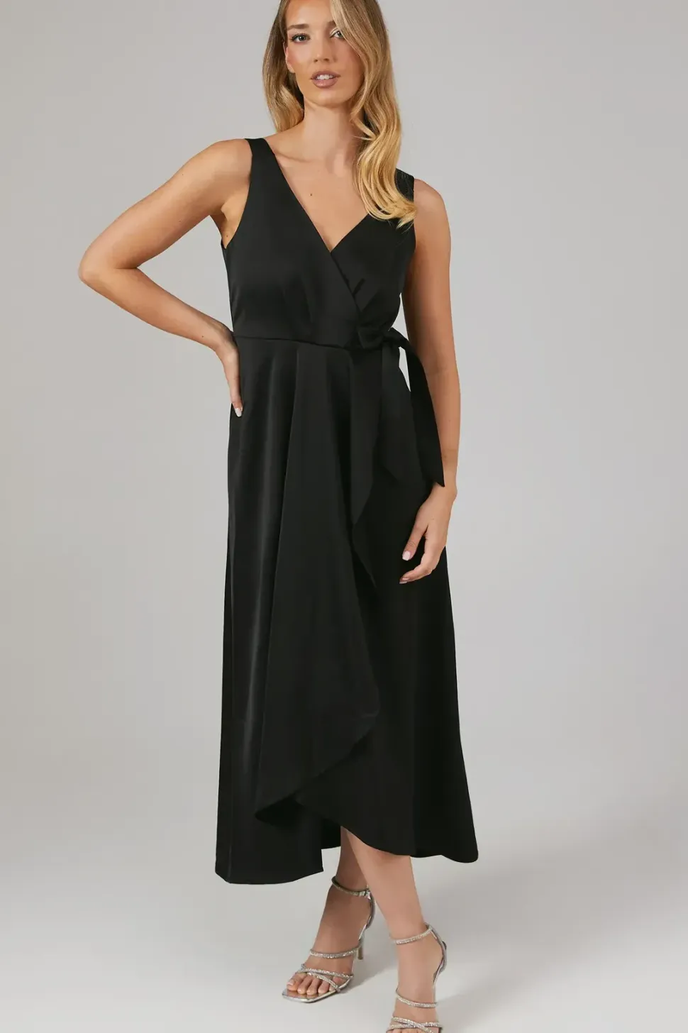 Wrap Top Satin Bridesmaids Midaxi Dress