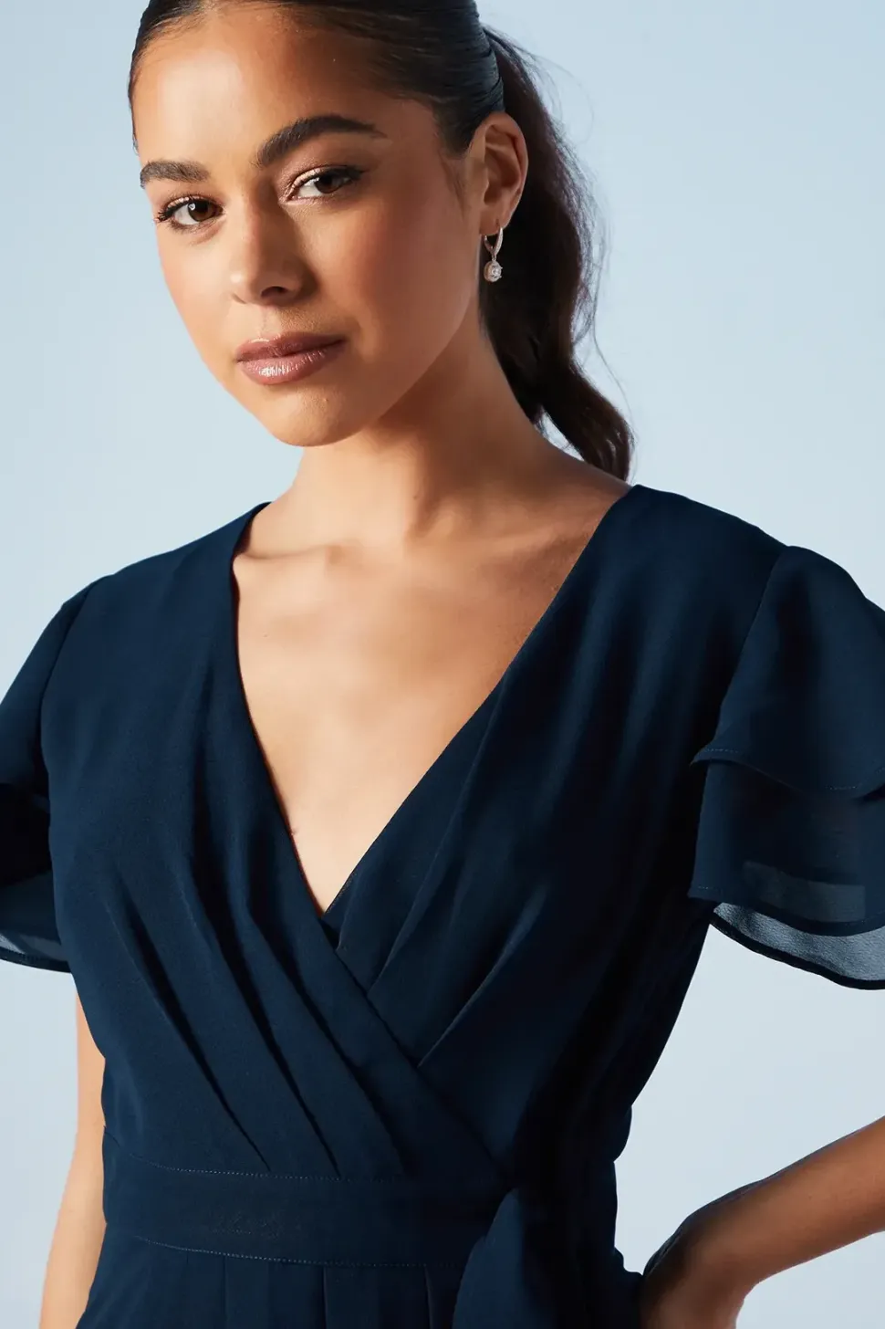 Wrap Waist Short Sleeve Bridesmaids Maxi Dress