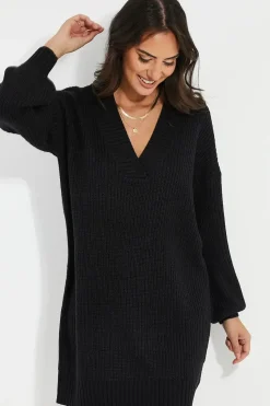 'Adeline' V Neck Knit Dress