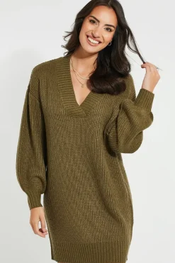 'Adeline' V Neck Knit Dress