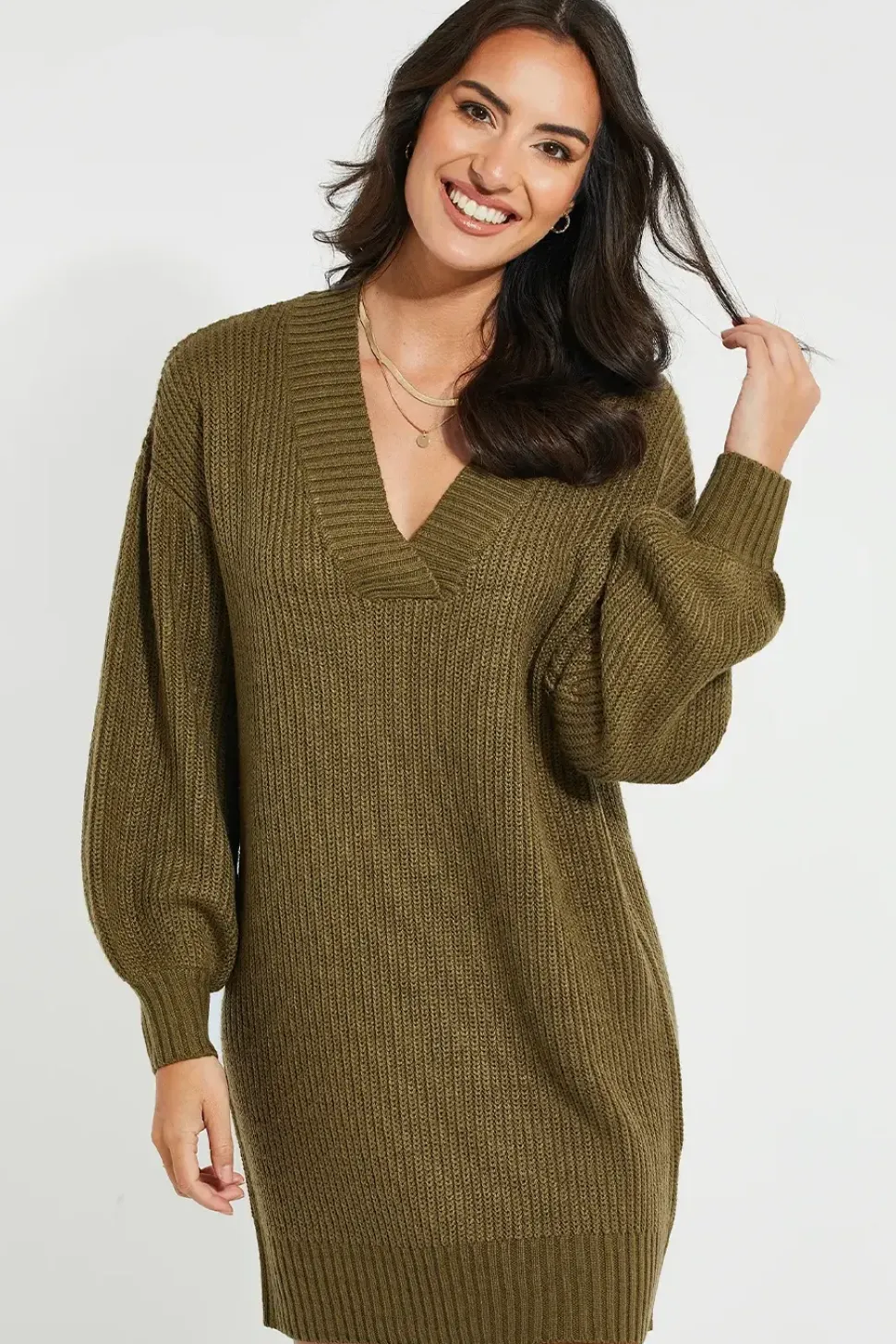 'Adeline' V Neck Knit Dress