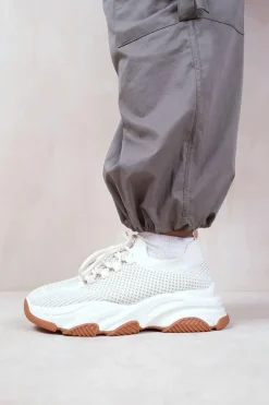 'Advantage' Chunky Sole Mesh Knit Lace Up Trainers