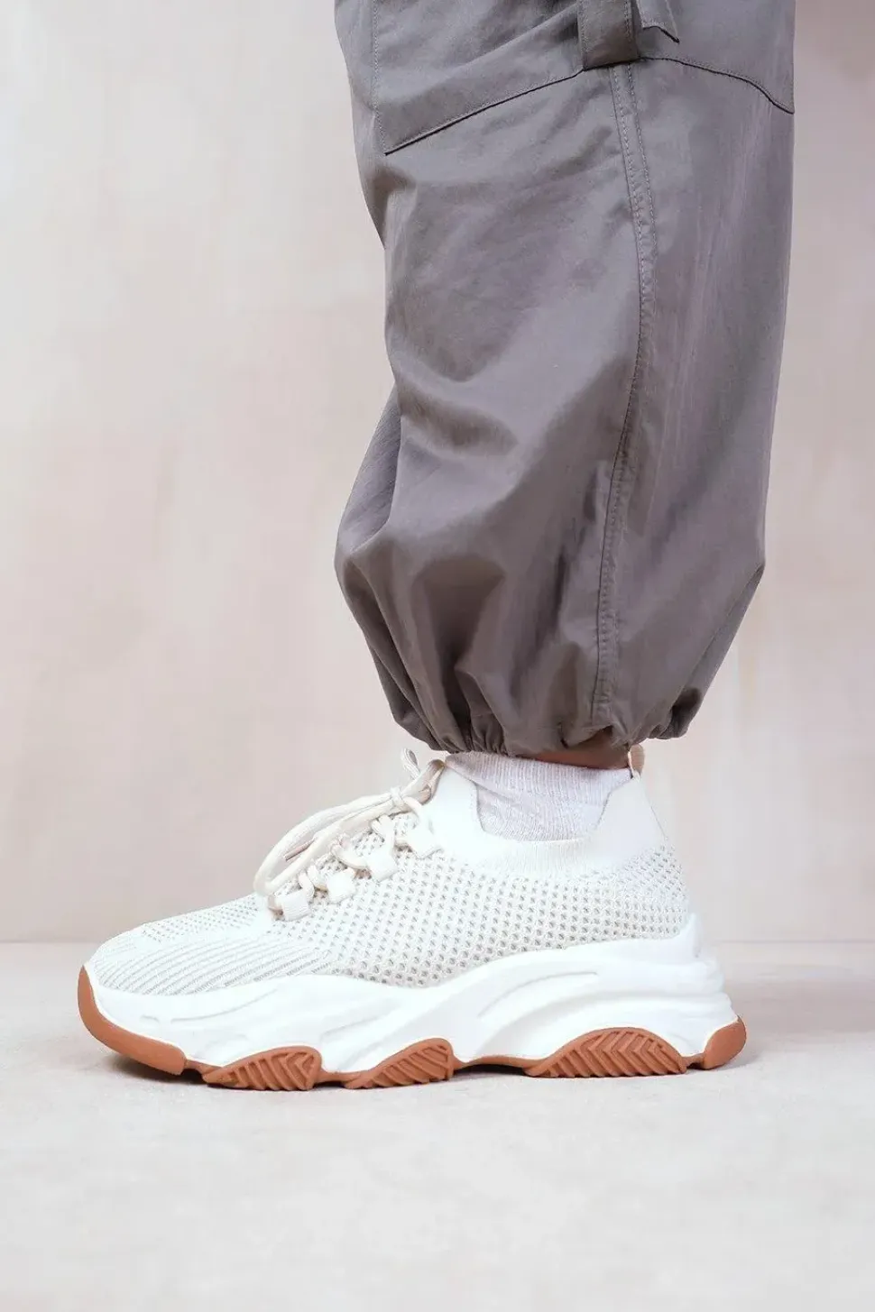 'Advantage' Chunky Sole Mesh Knit Lace Up Trainers