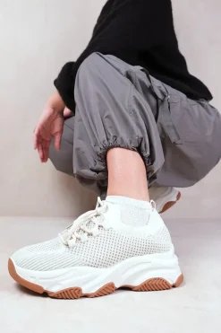 'Advantage' Chunky Sole Mesh Knit Lace Up Trainers