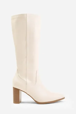 'Alpha' Block Heel Knee High Boots With Stitch Detail