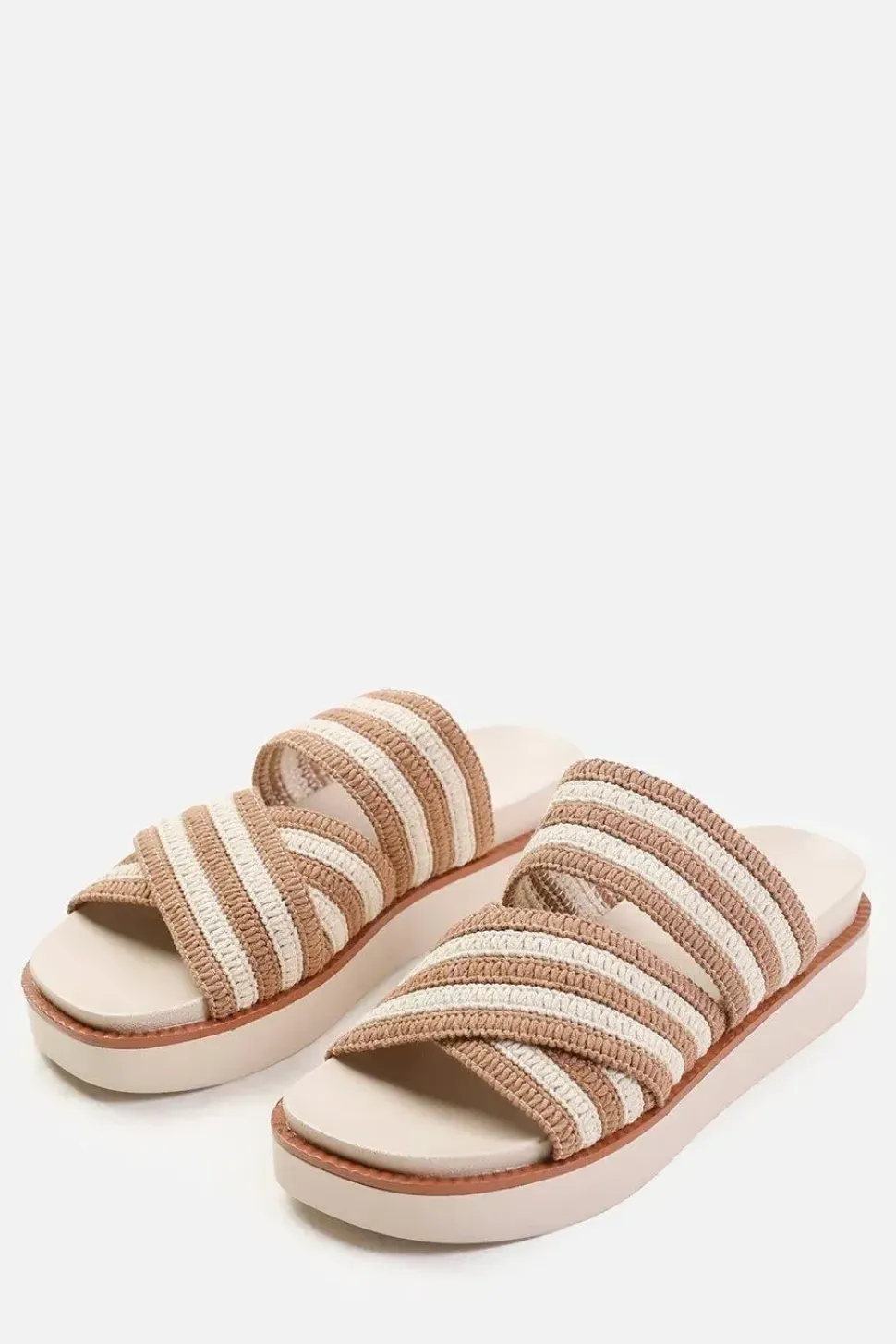 'Andorra' Flatform Striped Cross Over Crochet Strap Sandals