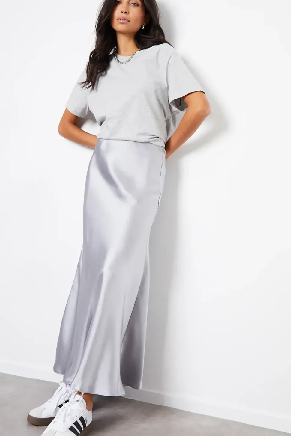 'Ariel' Satin Maxi Slip Skirt