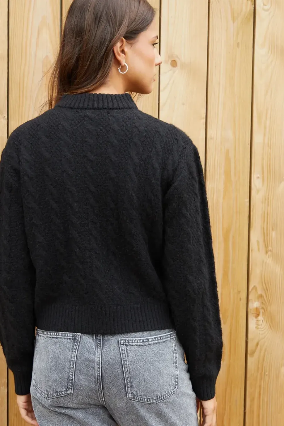 'Ash' Zip-Up Cable Knit Bomber Jacket