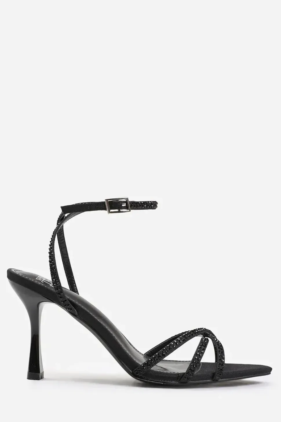 'Audra' Wide Fit Cross Over Strap With Gem Detailing Heels
