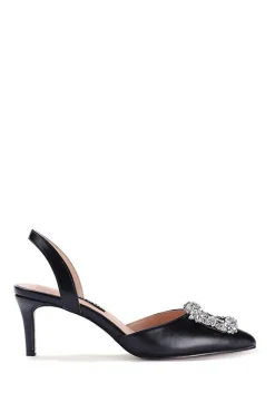 'Avery' Black Sling Back Court Shoe