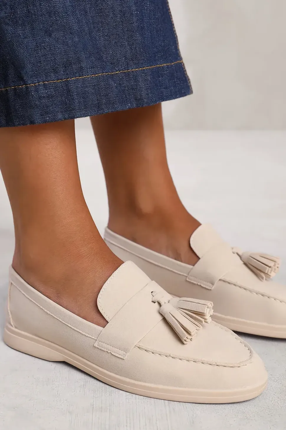 'Azalea' Wide Fit Slip On Loafer With Tassel Detailing