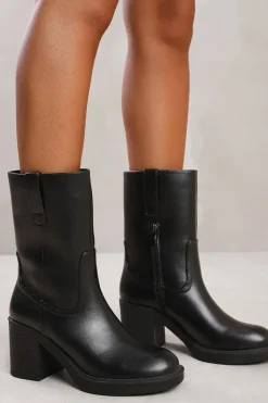 'Beau' Mid Calf Boot With Side Zip