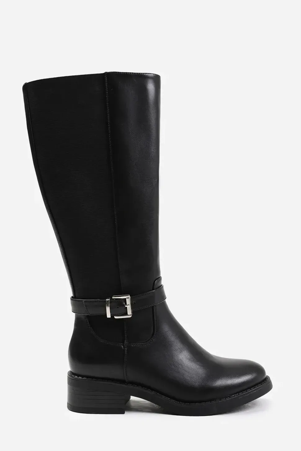 'Bode' Stretch Wide Calf Knee High Boots With Buckle Detail
