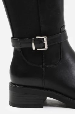 'Bode' Stretch Wide Calf Knee High Boots With Buckle Detail