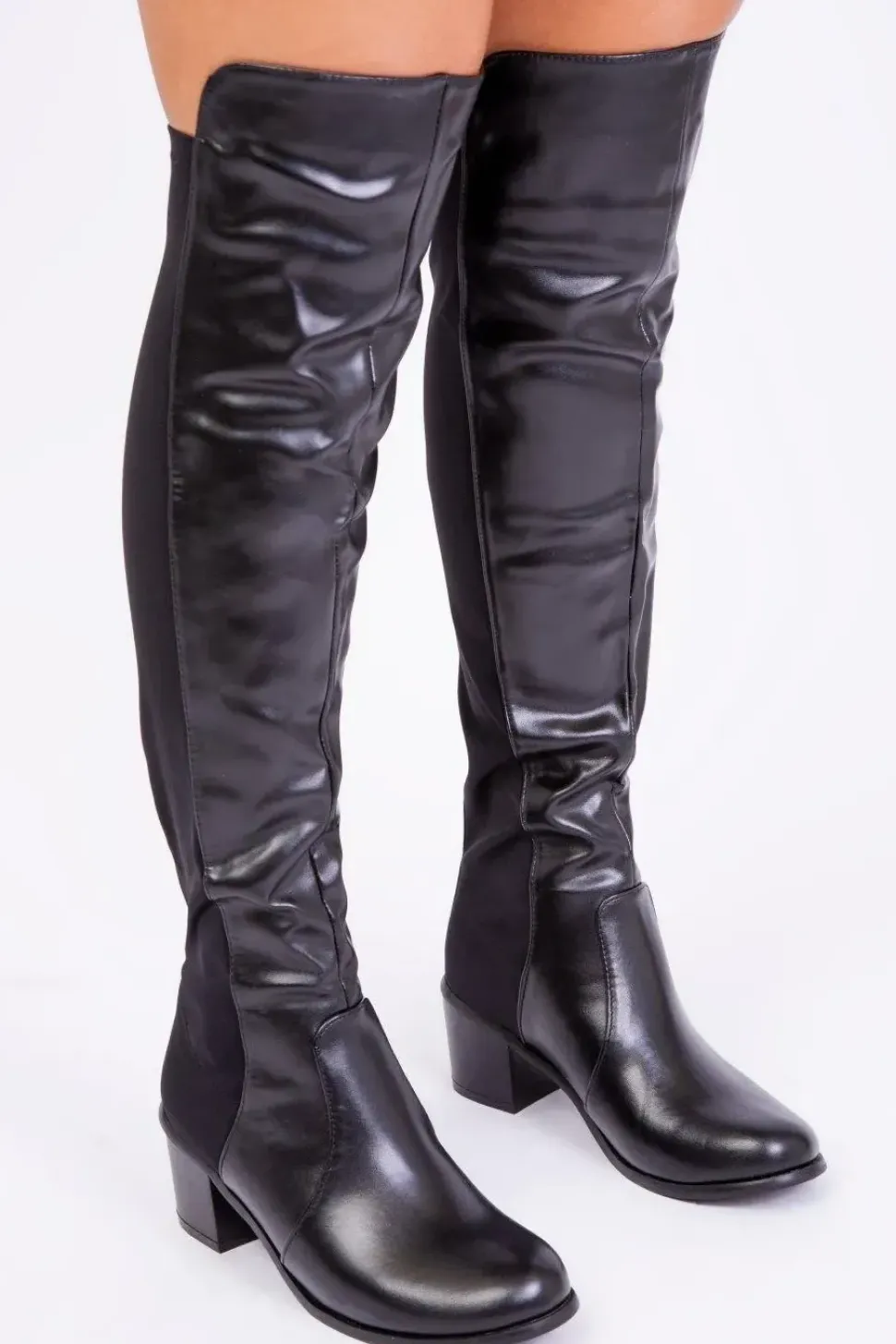 'Britta' Thigh High Mid Heeled Boots