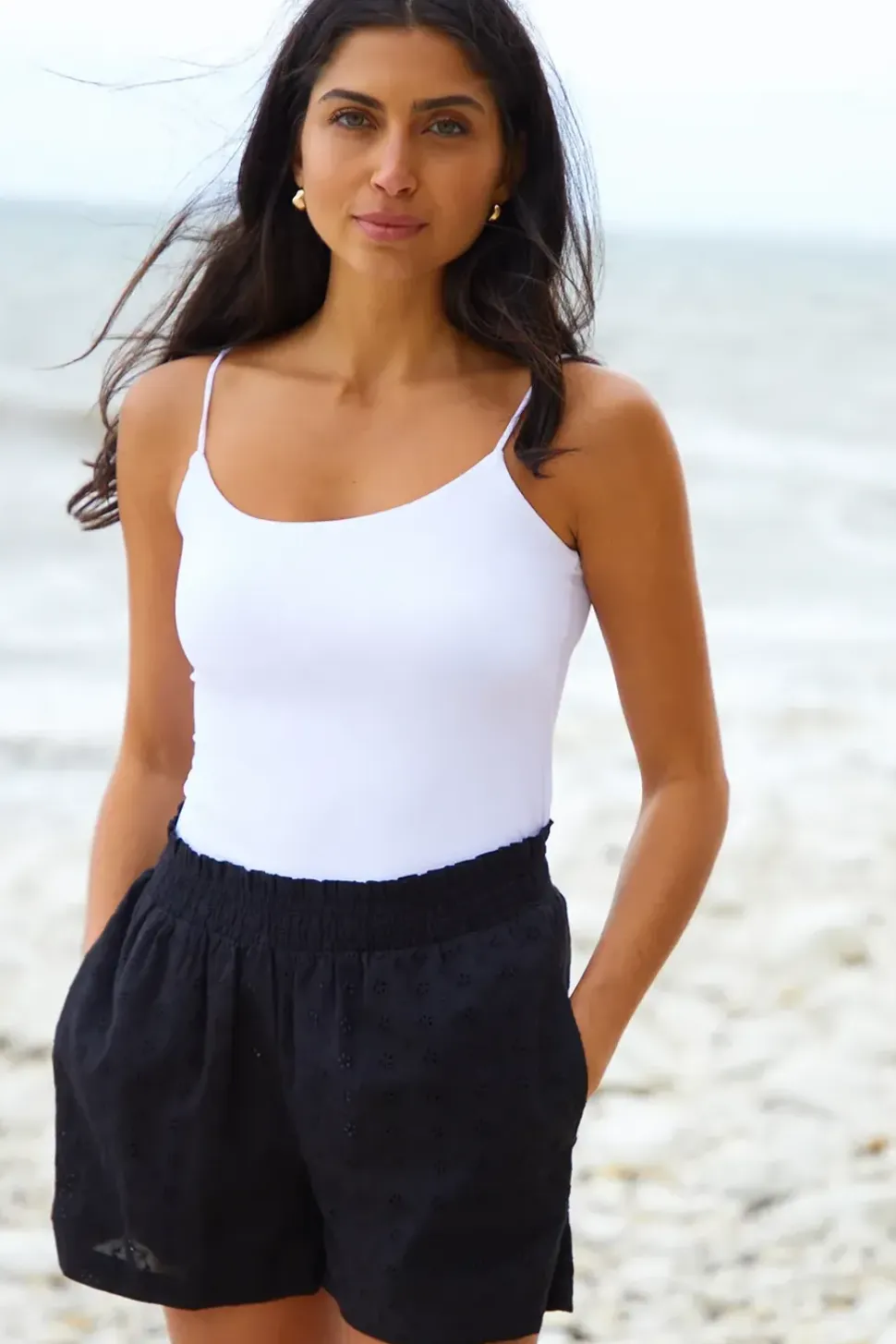 'Brode' Broderie Detail Beach Cover-Up Shorts