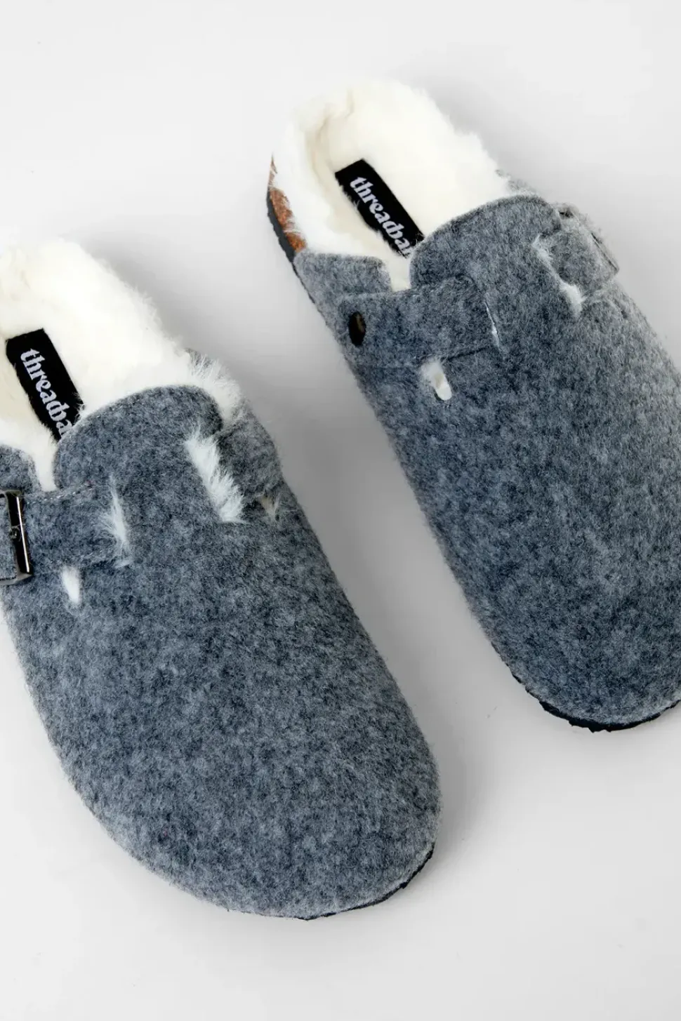 'Buster' Felt Faux Fur Lined Clog Mule Slippers
