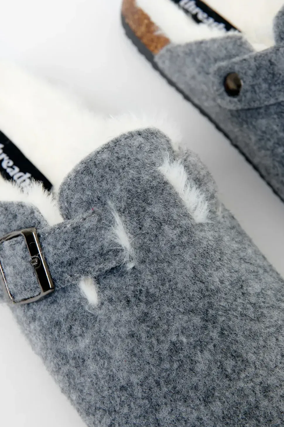 'Buster' Felt Faux Fur Lined Clog Mule Slippers