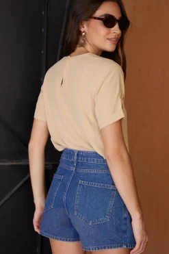 'Camilla' Short Roll Sleeve T-Shirt Blouse
