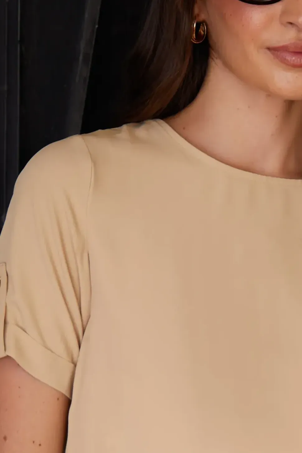 'Camilla' Short Roll Sleeve T-Shirt Blouse