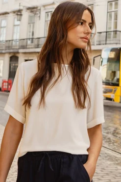 'Camilla' Short Roll Sleeve T-Shirt Blouse
