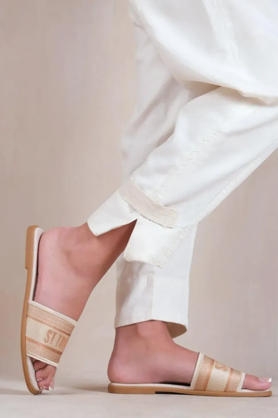 'Candour' Textile Strap Slip On Sandals