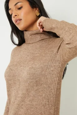 'Cappucino' Roll Neck Knitted  Maxi Dress