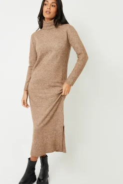 'Cappucino' Roll Neck Knitted  Maxi Dress