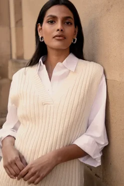 'Chandler' V Neck Ribbed Knitted Sweater Vest