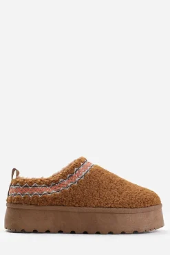 'Coconut' Flatform Aztec Detail Low Ankle Slipper Boots