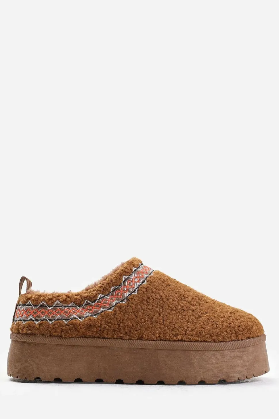 'Coconut' Flatform Aztec Detail Low Ankle Slipper Boots