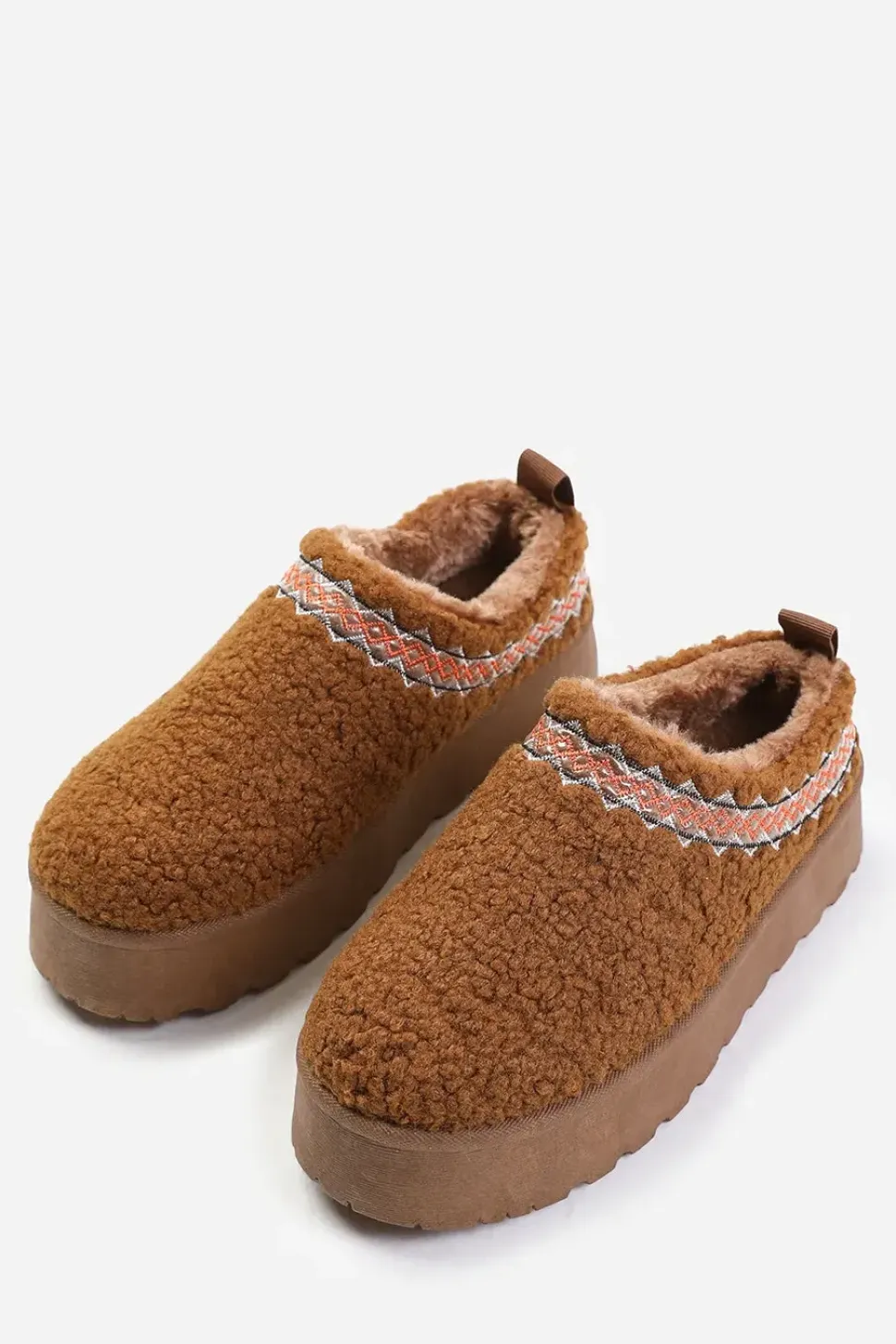 'Coconut' Flatform Aztec Detail Low Ankle Slipper Boots