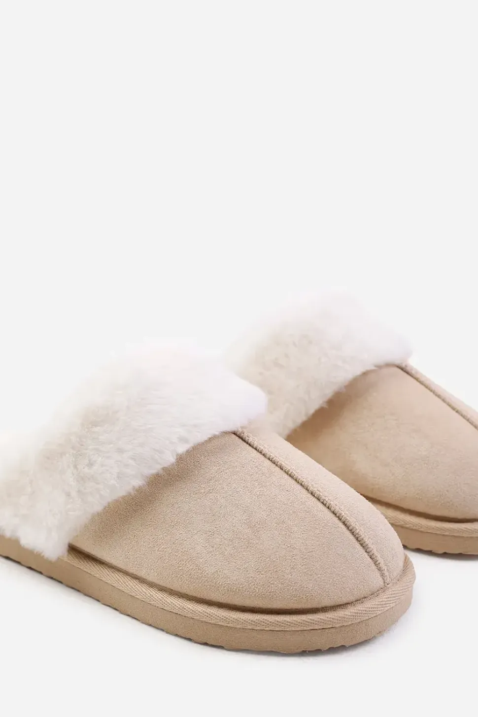 'Comfort' Slip On Slippers With Fur Trim