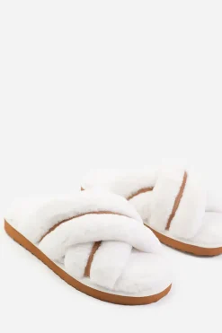'Cozy' Cross Over Fluffy Slippers