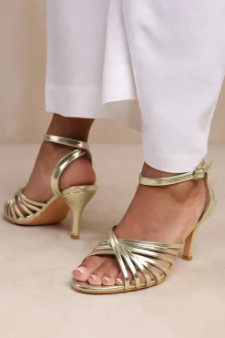 'Cyprus' Wide Fit Multi Cross Over Strap Mid Heels