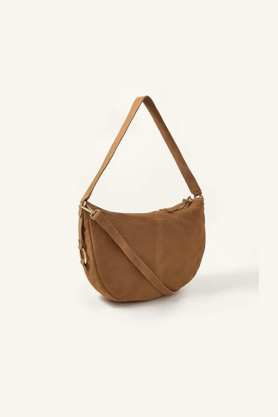 'Dana' Zip Suede Shoulder Bag
