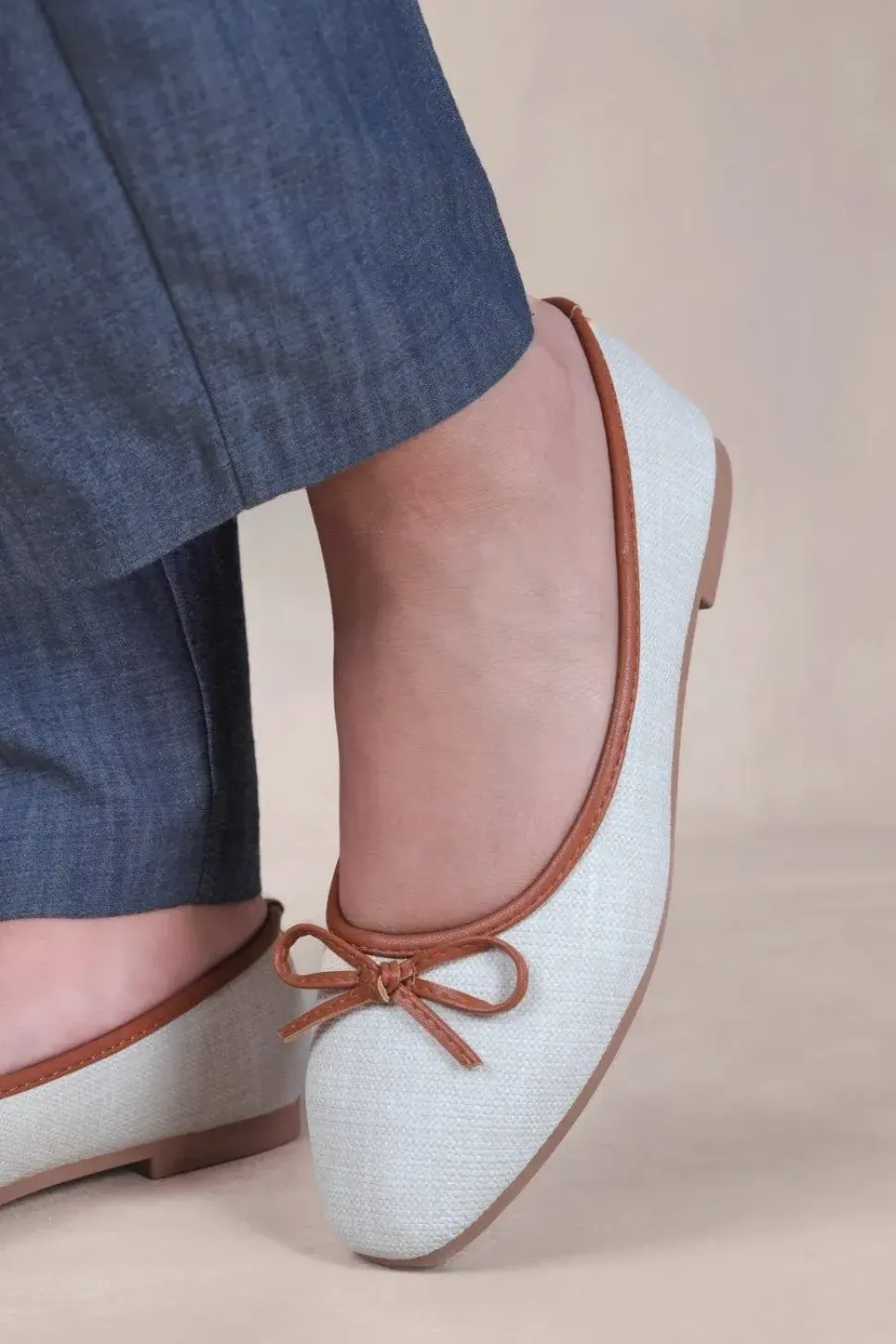 'Dawn' Ballerina Flats With Front Bow Detail