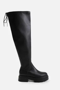 'Dawn' Stretch Wide Calf Chunky Over The Knee Boot With Lace Detail