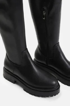 'Dawn' Stretch Wide Calf Chunky Over The Knee Boot With Lace Detail