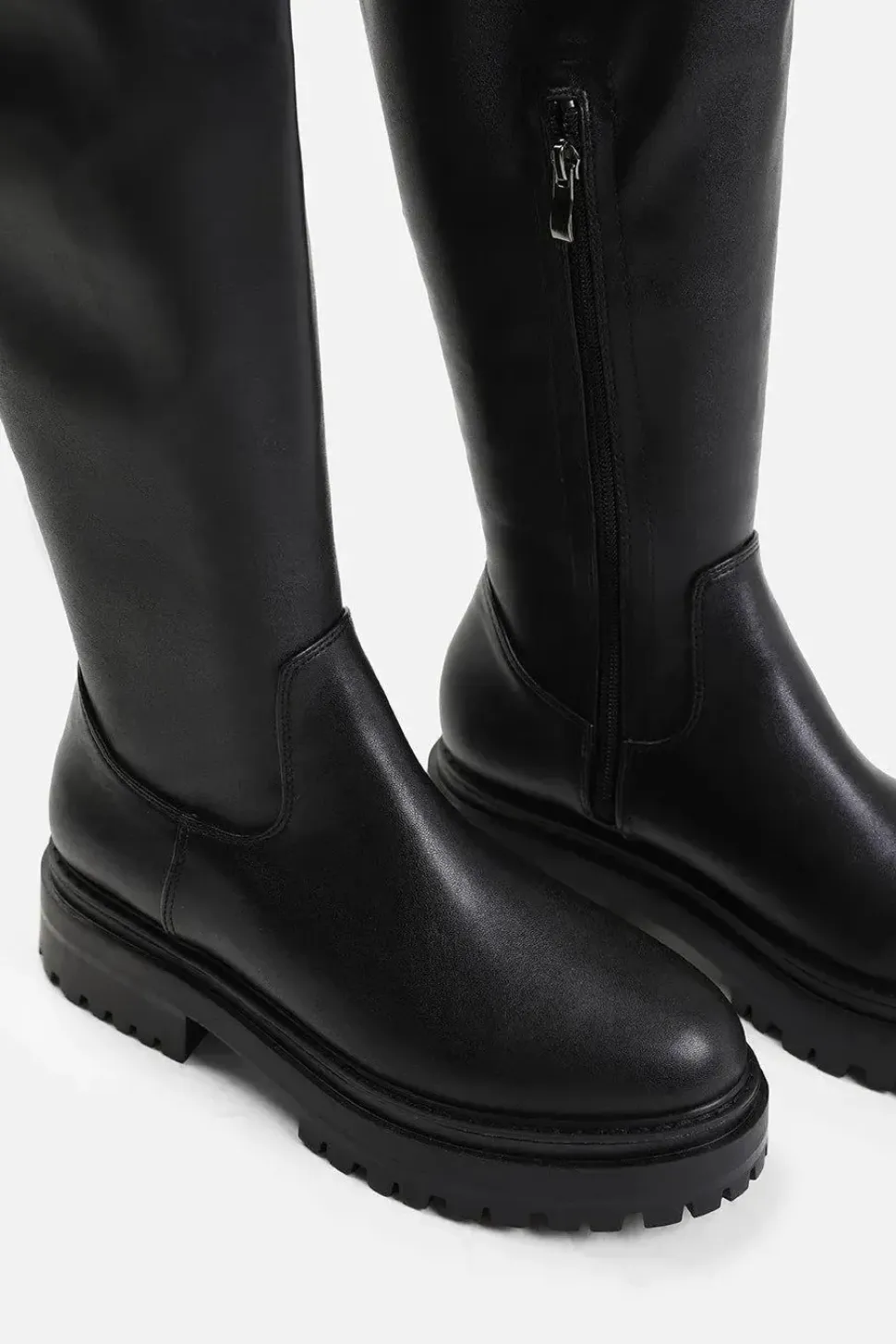 'Dawn' Stretch Wide Calf Chunky Over The Knee Boot With Lace Detail