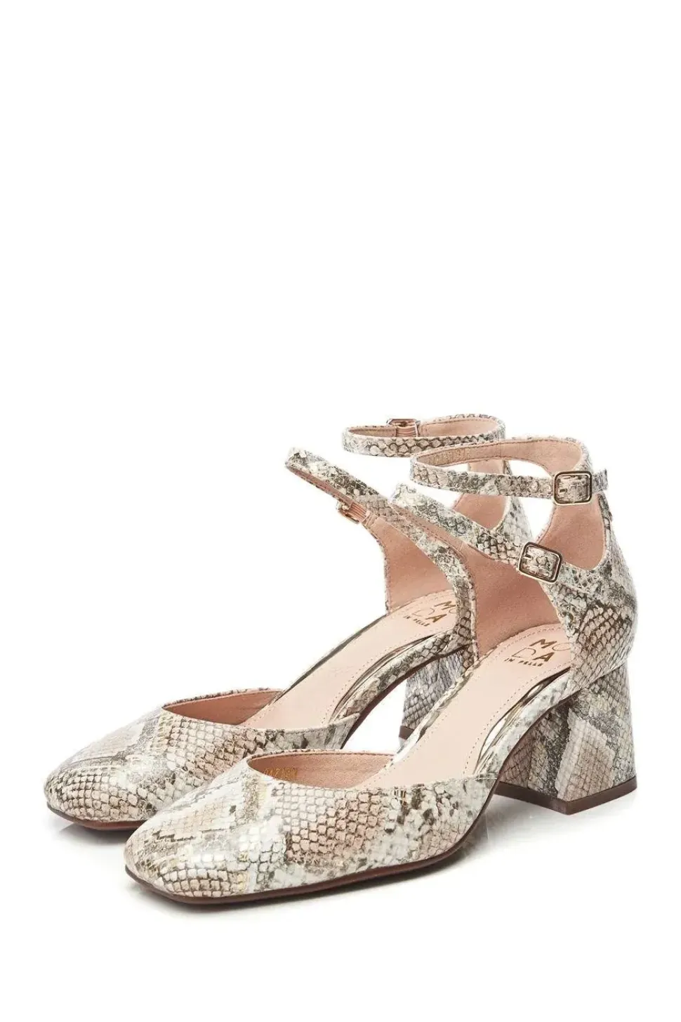 'Daziah' Snake Print Leather Court Shoes